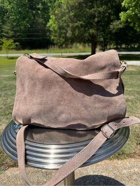 Suede Crossbody Bag in Taupe